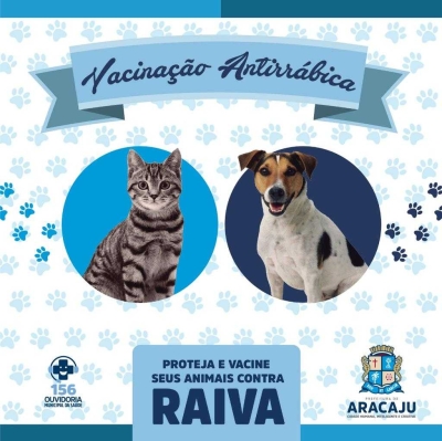 Vacinação Antirrábica para Cães e Gatos começa na próxima segunda-feira em Aracaju (Imagem: Arte/ SMS/Aracaju)