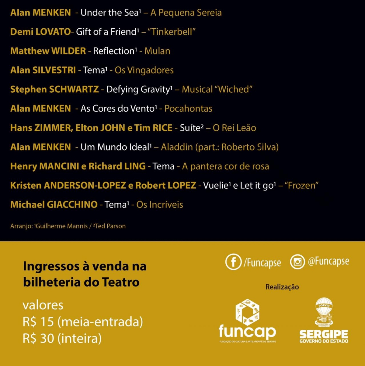 Programação do Concerto da Criança da Orsse no Teatro Tobias Barreto (Imagem: Divulgação)