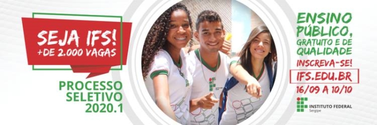 Inscrições para processo seletivo do IFS se encerram no próximo dia 10/10 (Imagem: Divulgação/ IFS)