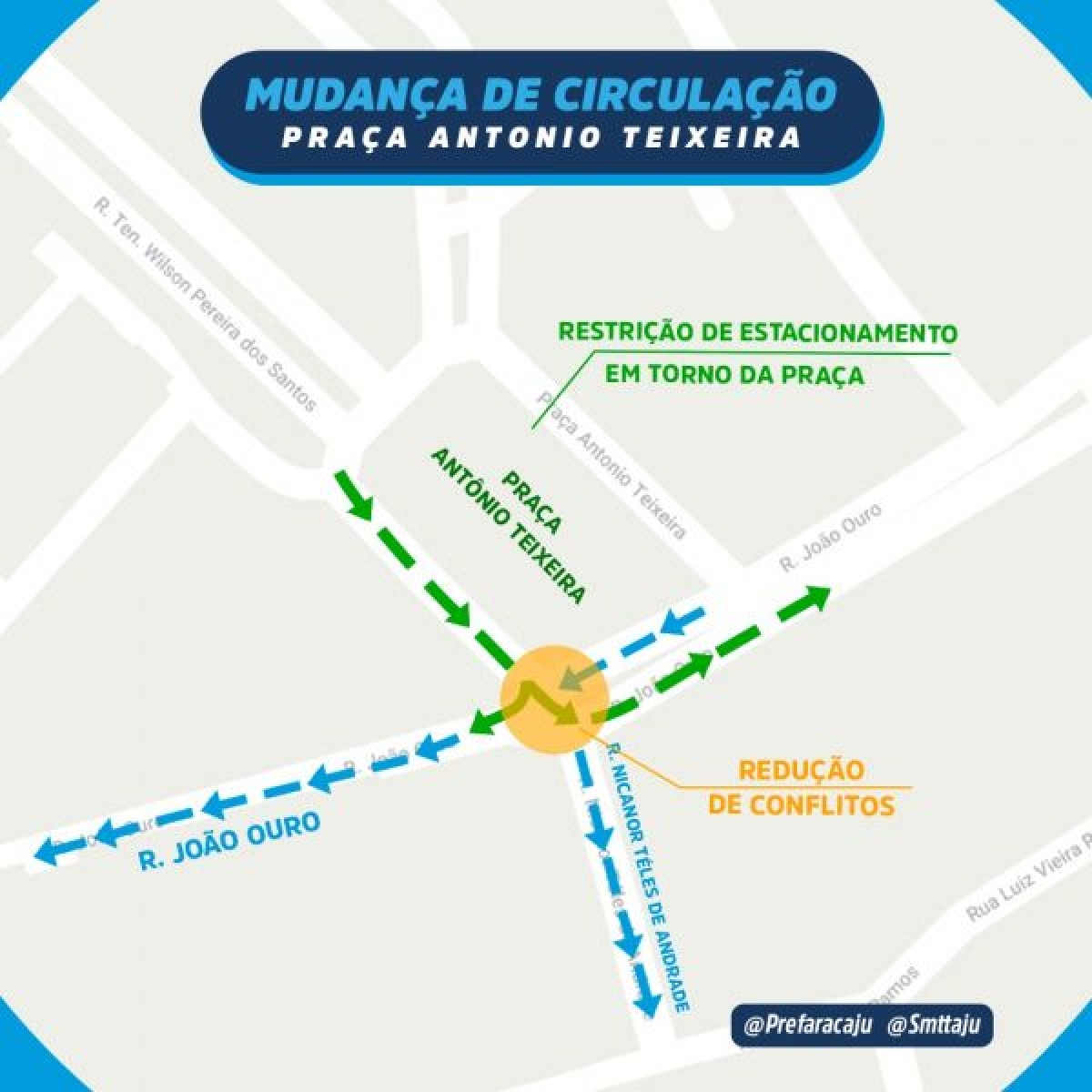 Quatro ruas do Jabotiana passam a ter sentido único a partir desta quarta, 16/10 (Imagem: Divulgação/ SMTT/Aracaju)