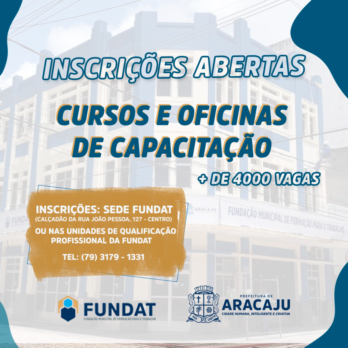 Para novembro, Fundat está com 4.026 novas vagas abertas para cursos e oficinas (Imagem: Divulgação/ Fundat/ Prefeitura de Aracaju)