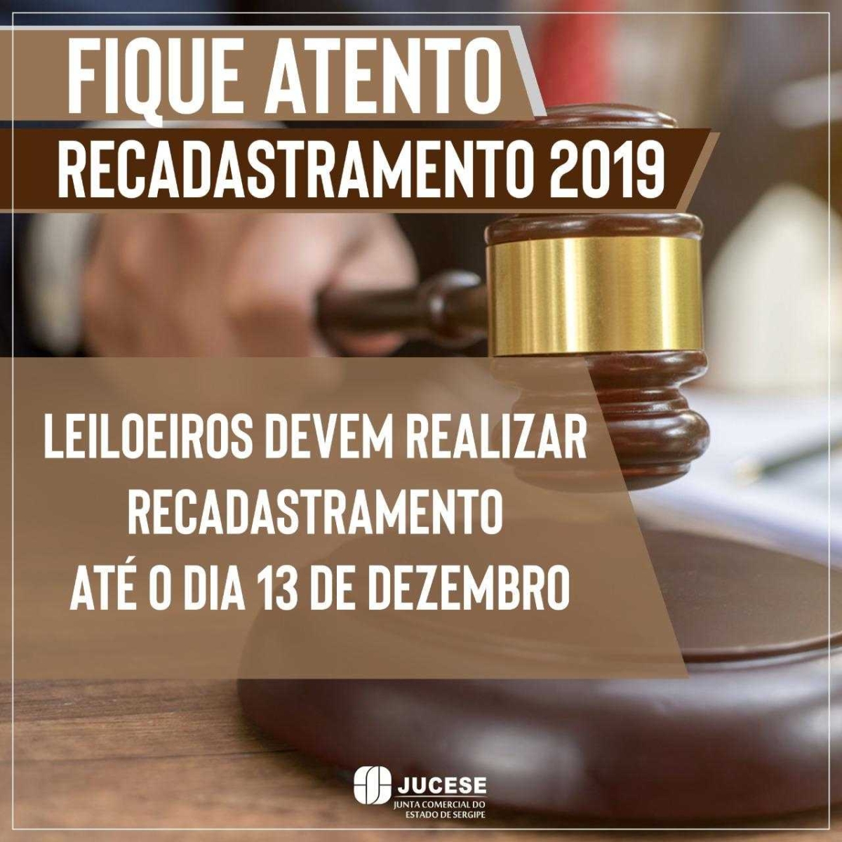Leiloeiros devem realizar recadastramento na Jucese (Imagem: Jucese/SE)