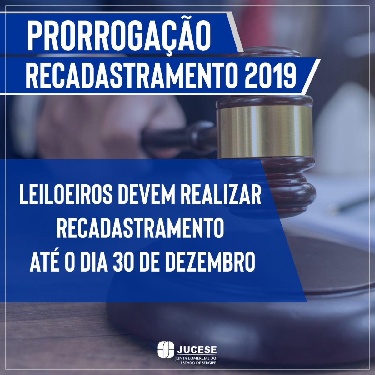 Jucese prorroga prazo para recadastramento dos leiloeiros (Imagem: Divulgação/ Jucese/SE)