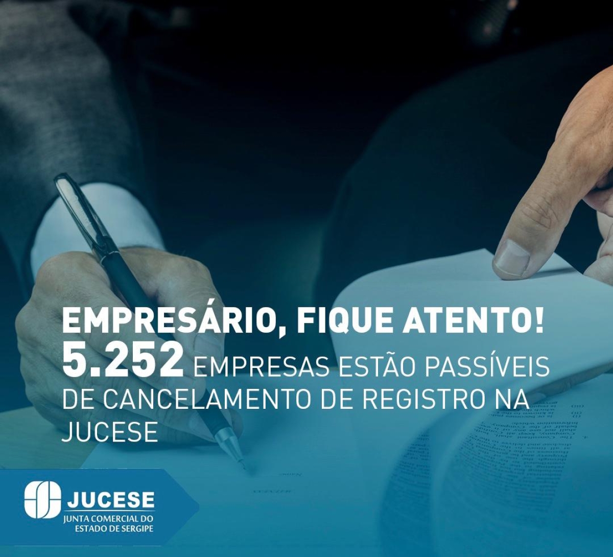 Nota de correção: quantidade de empresas passíveis de cancelamento de registro na Jucese 
(Imagem: Jucese/SE)