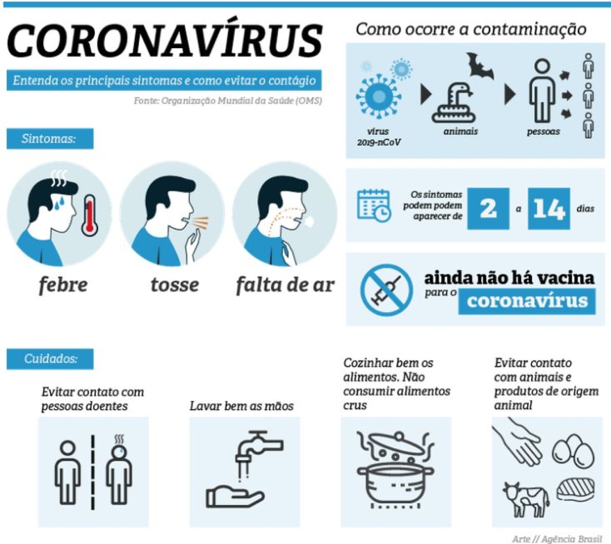 Confira os principais sintomas e os cuidados para evitar o coronavírus (Imagem: Agência Brasil)