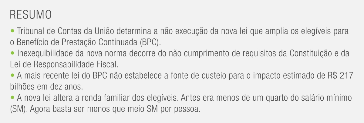 TCU determina a não execução da nova lei do Benefício de Prestação Continuada (Imagem: TCU)