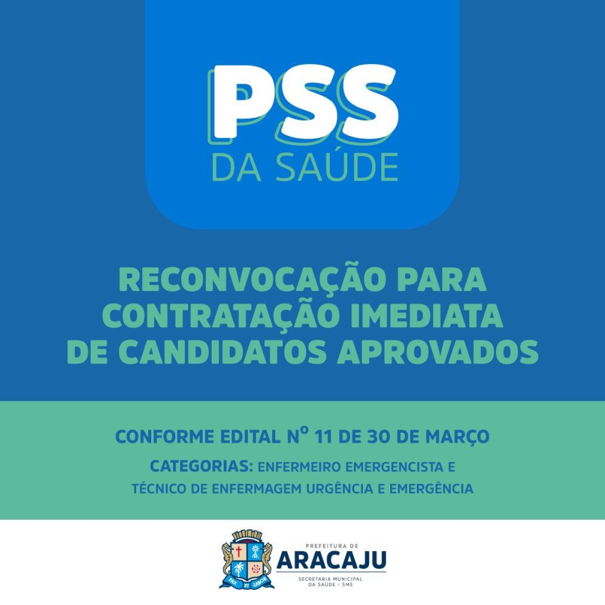 Prefeitura faz reconvocação do PSS da Saúde para contratação imediata de profissionais (Imagem: Ascom SMS/ Prefeitura de Aracaju)