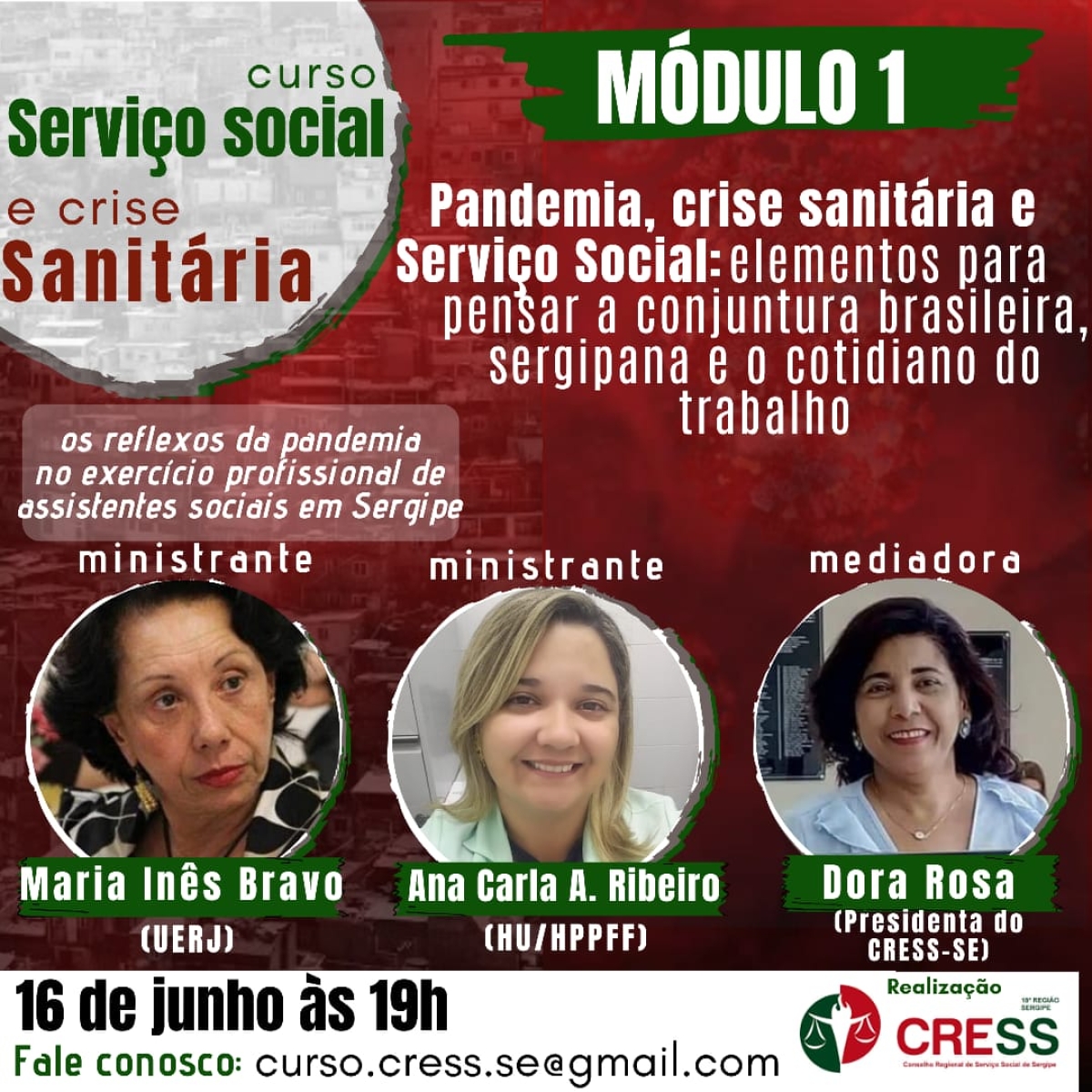 CRESS Sergipe inicia Curso de Serviço Social e Crise Sanitária (Imagem: Divulgação/ CRESS Sergipe)