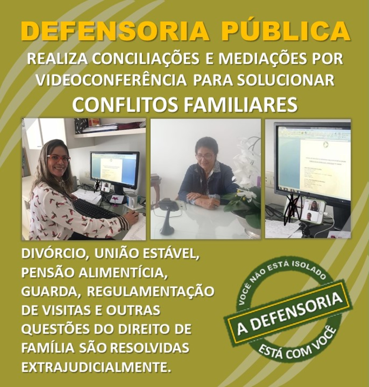 Covid-19: Defensoria Pública realiza conciliações e mediações por videoconferência para solução de conflitos familiares (Imagem: DPE/SE)