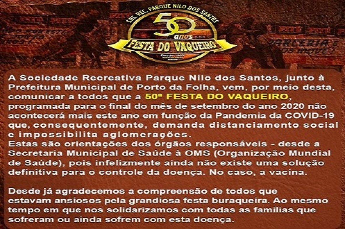 Festa foi cancelada devido a pandemia da Covid-19 (Imagem: Reprodução/ Facebook)