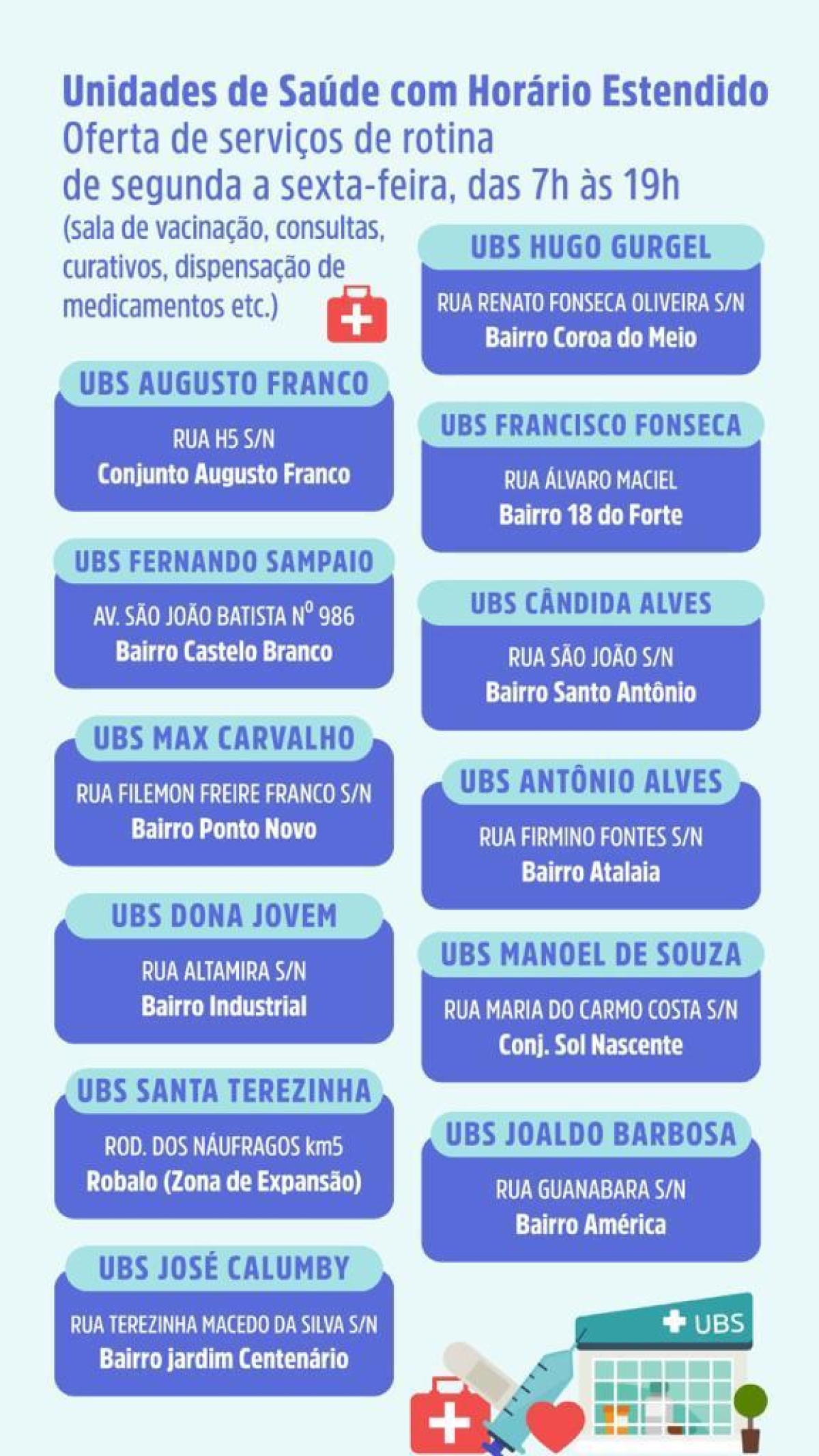 Aracaju dispõe de 12 Unidades em horários estendidos para vacinação (Imagem: Divulgação)