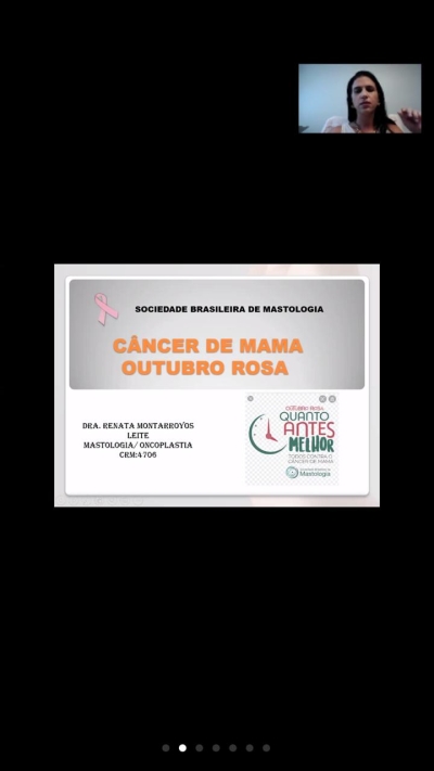 Escola do Legislativo da Câmara de Aracaju realiza curso sobre "Outubro Rosa 2020" (Imagem: Ascom CMA)