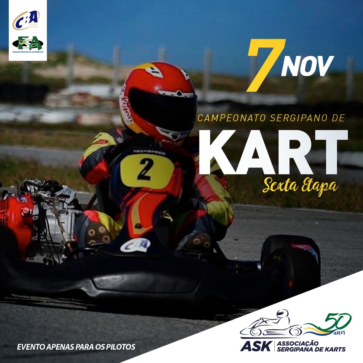 6ª etapa do Campeonato Sergipano de Kart acontece neste sábado, 7 de novembro (Imagem: Divulgação)