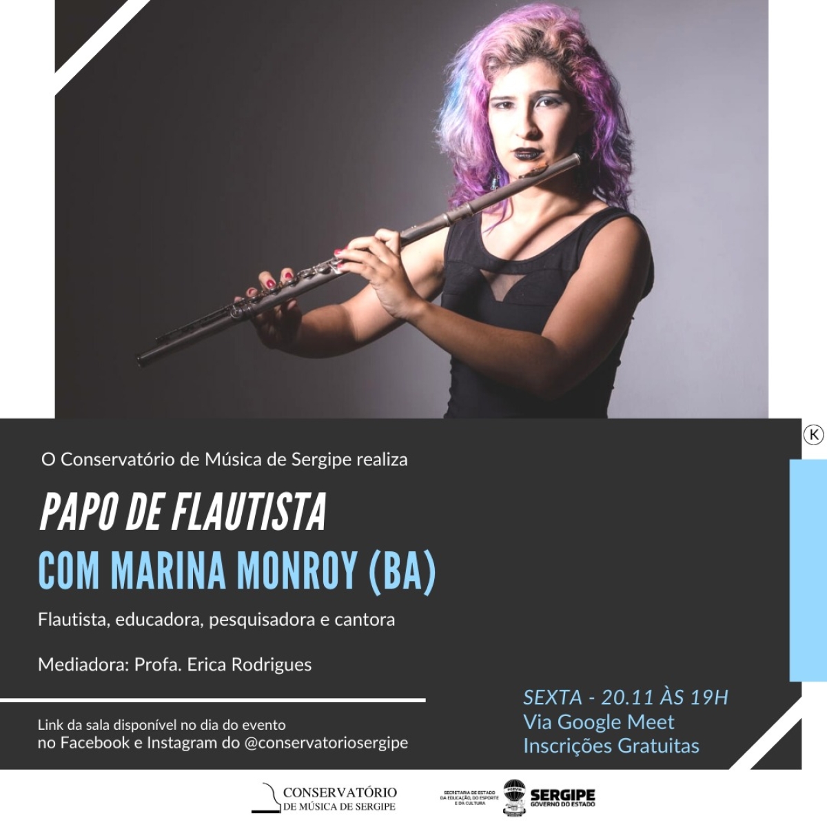 Conservatório de Música de Sergipe convida a musicista Marina Monroy para o Papo de Flautista (Imagem: Divulgação)