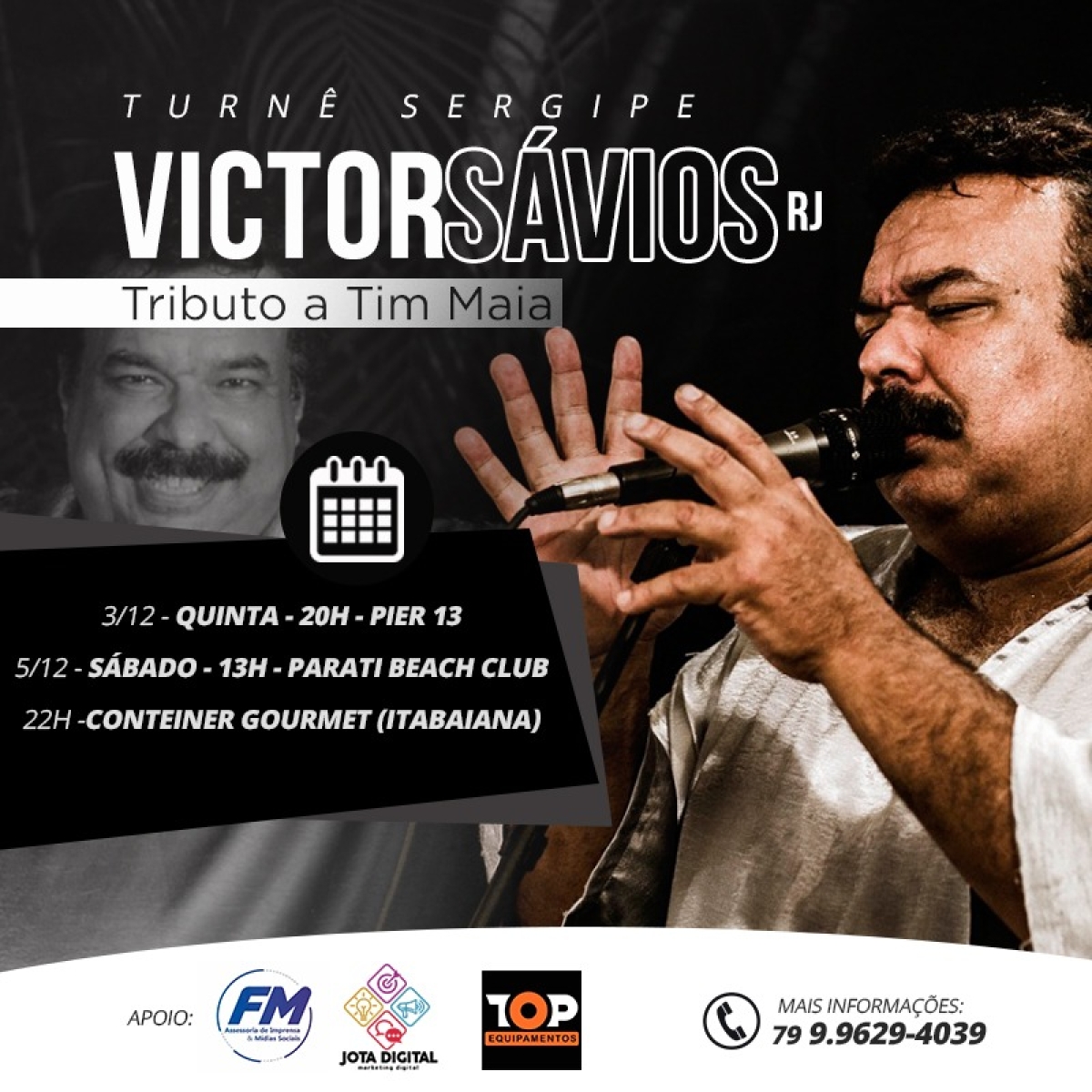 Cover oficial de Tim Maia, Victor Sávios (RJ) faz mini-turnê em Sergipe (Imagem: Divulgação)