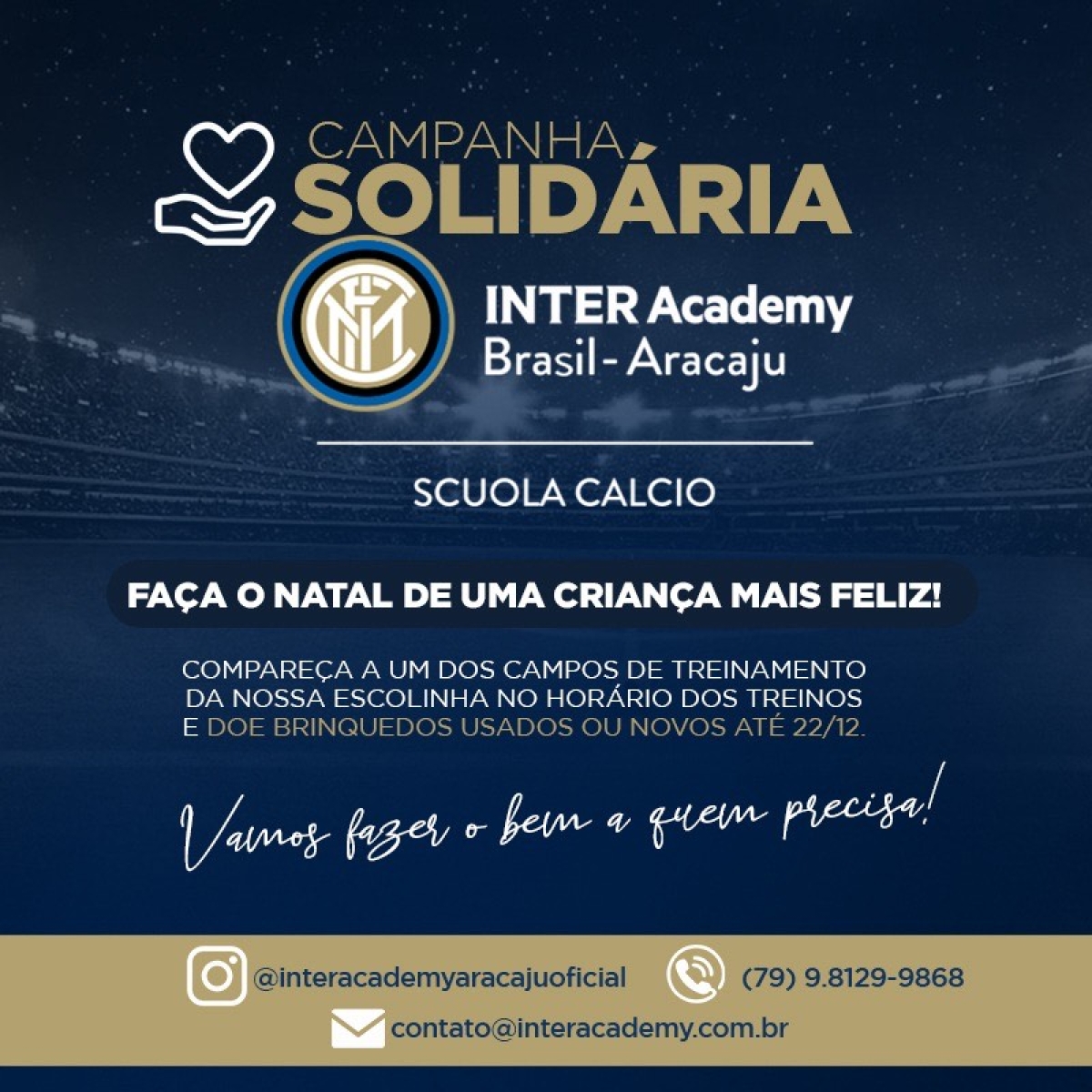 Inter Academy Aracaju faz campanha solidária para o natal (Imagem: Divulgação)