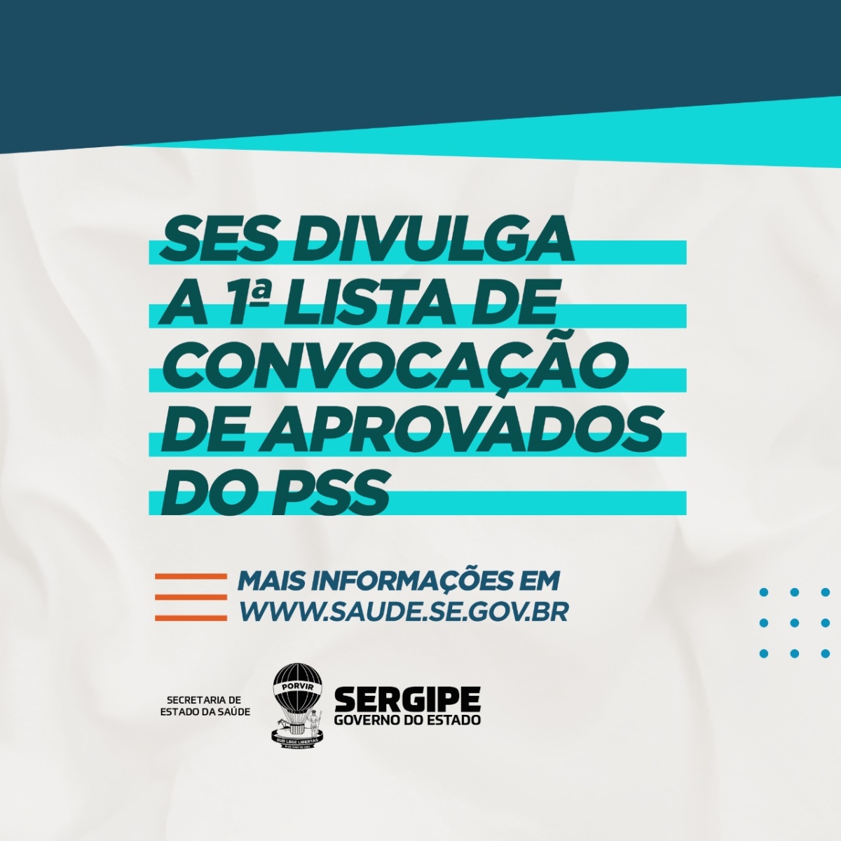 Secretaria de Estado da Saúde divulga 1ª lista de convocados do PSS (Imagem: Divulgação/ SES/SE)