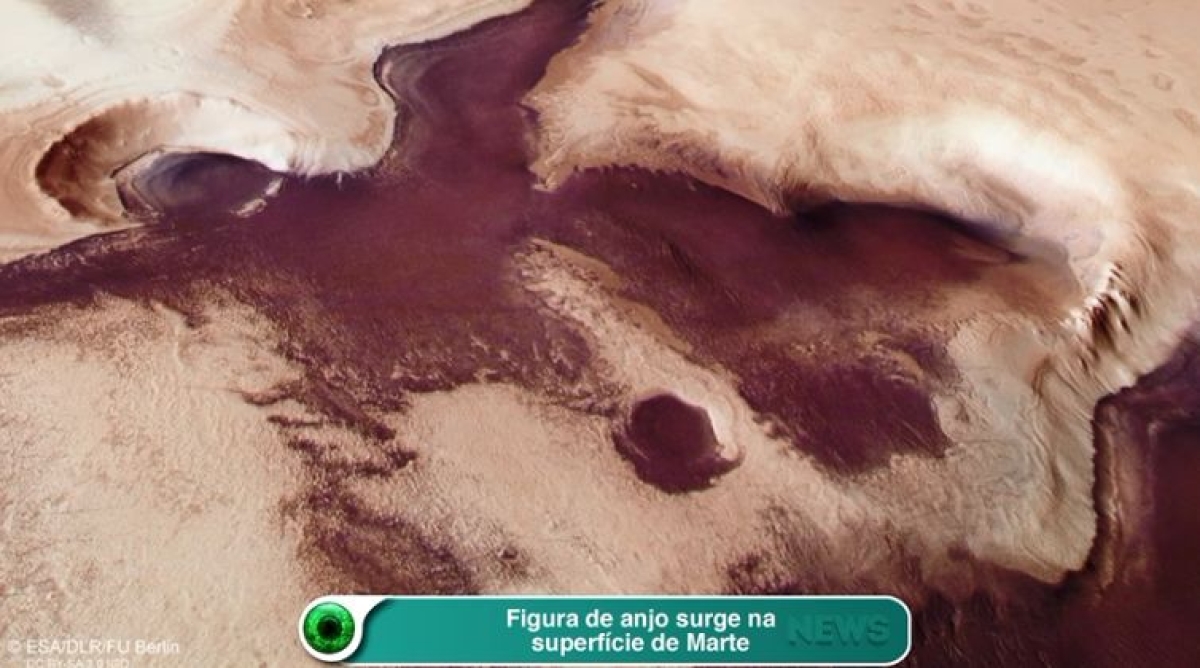 Figura de anjo surge na superfície de Marte (Imagem: Reprodução de vídeo/ Olhar Digital)