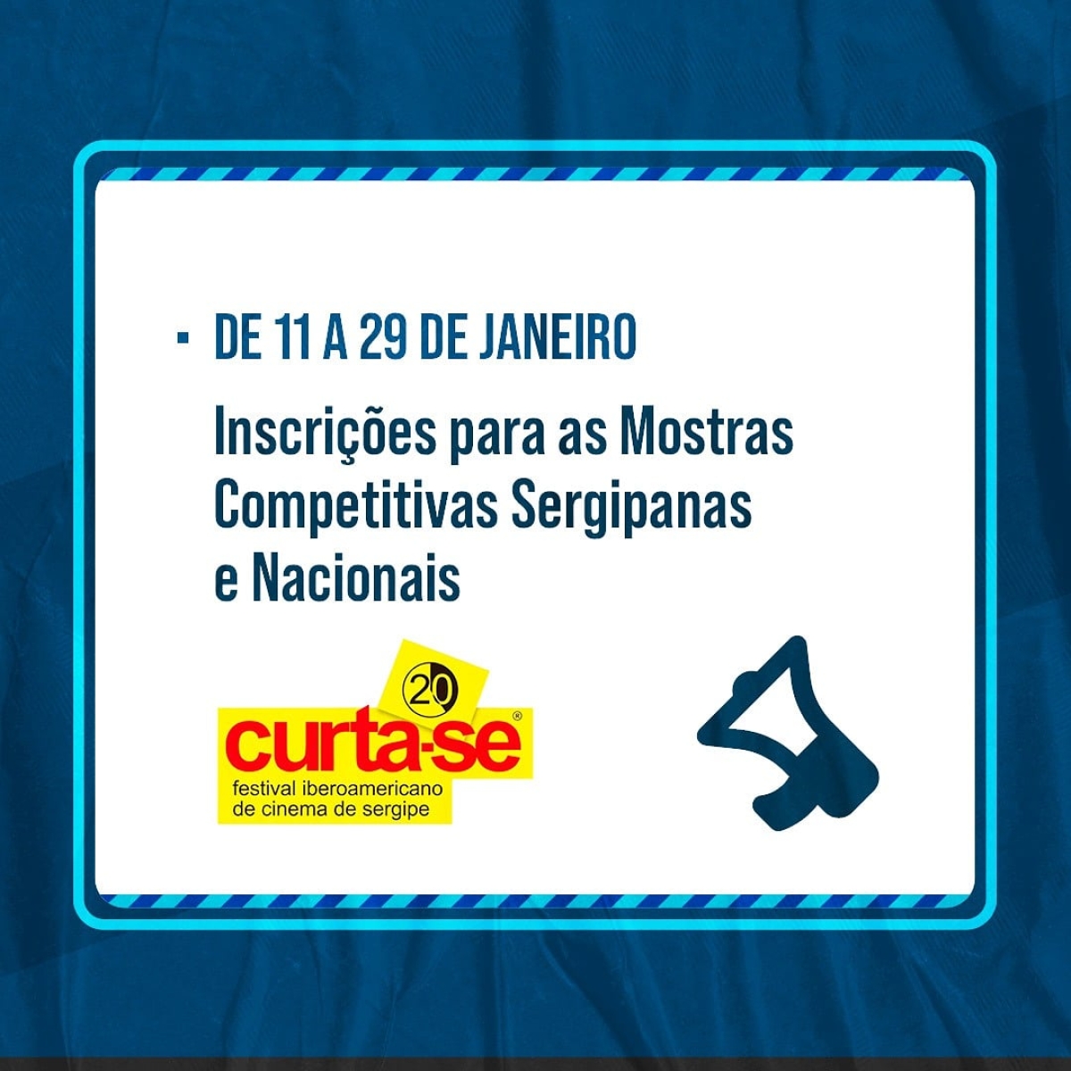 20° Curta-SE: inscrições para mostras competitivas estarão abertas de 11 a 29 de janeiro (Imagem: Divulgação/ Curta-SE)
