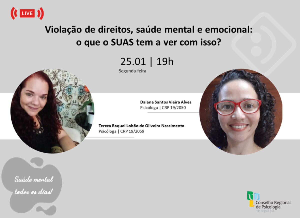 Roda de conversa: "Violação de direitos, saúde mental e emocional: o que o SUAS tem a ver com isso?" (Imagem: CRP19/SE)