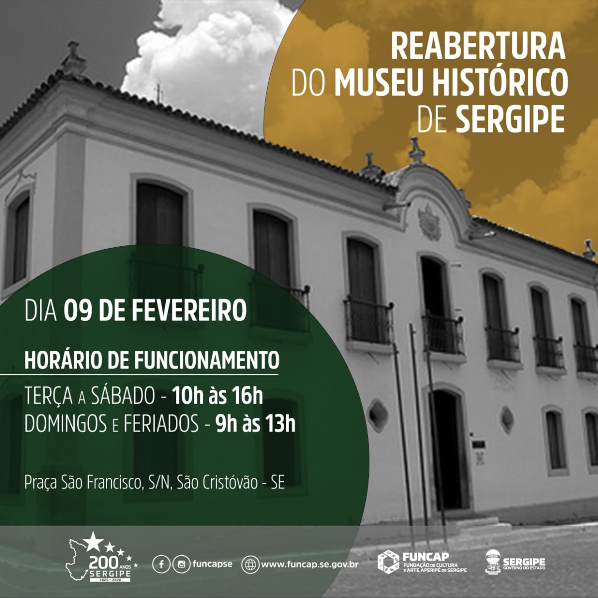 Museu Histórico de Sergipe de portas abertas (Imagem: Divulgação/ Funcap/SE)