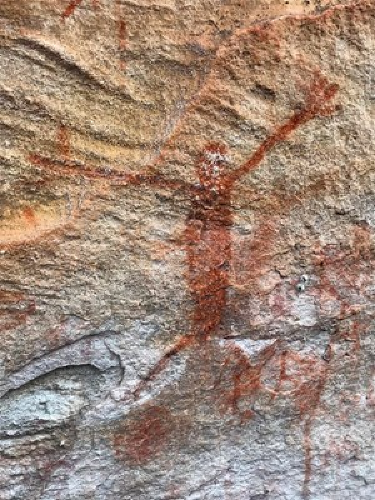 Detalhes das pinturas rupestres encontradas no Sítio Arqueológico da Pedra do Letreiro  (Foto: FPI/SE)