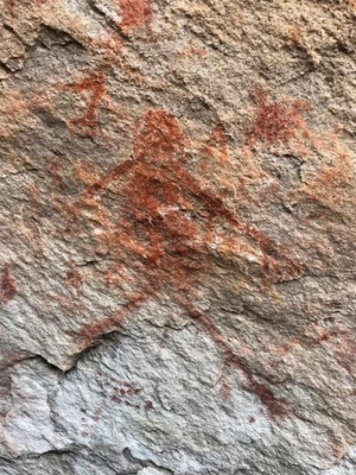 Detalhes das pinturas rupestres encontradas no Sítio Arqueológico da Pedra do Letreiro  (Foto: FPI/SE)