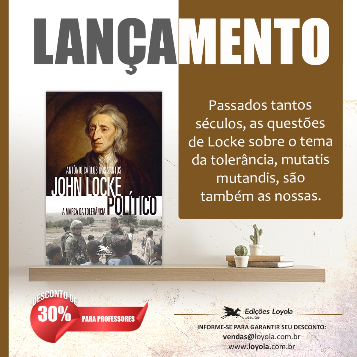 Professor sergipano lança novo livro sobre a tolerância em John Locke (Imagem: Divulgação)