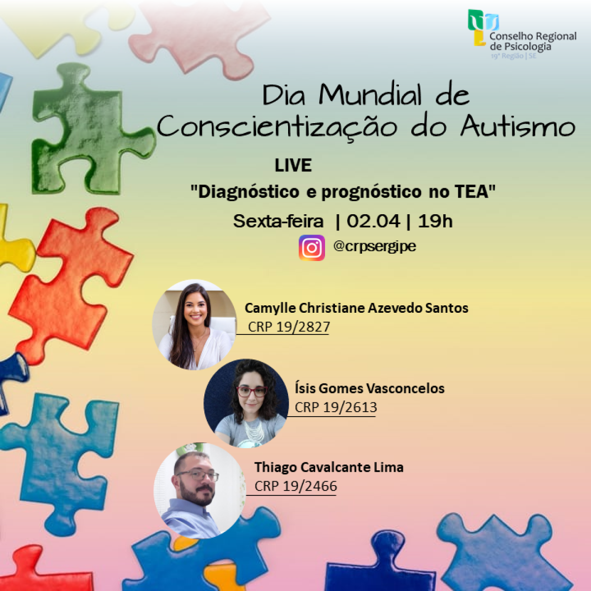 Live "Diagnóstico e prognóstico no TEA" (Imagem: Divulgação/ CRP19)