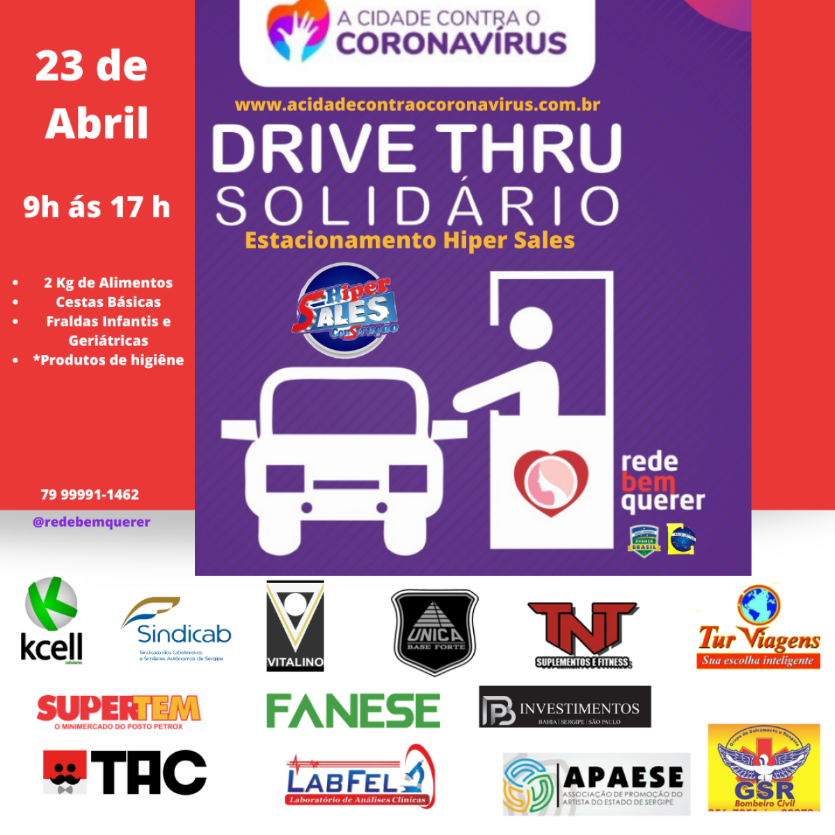 Drive Solidário Rede Bem Querer (Imagem: Divulgação)