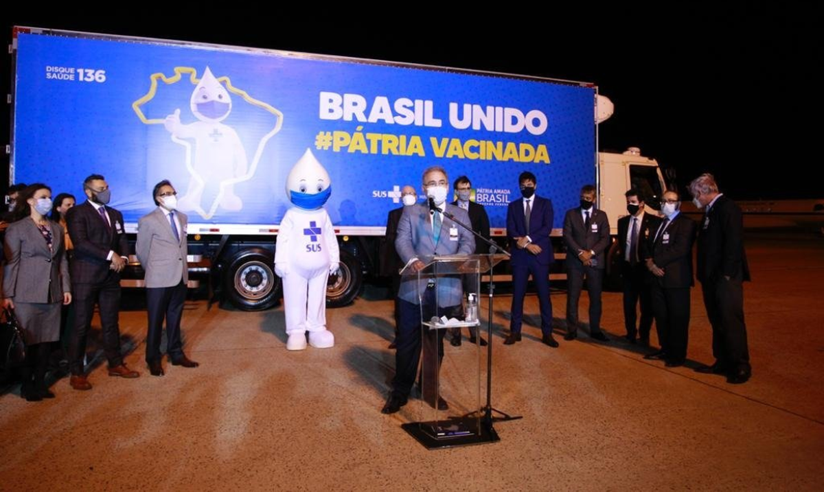 Chega ao Brasil 1º lote da vacina da Pfizer-BioNTech (Foto: Ministério da Saúde)
