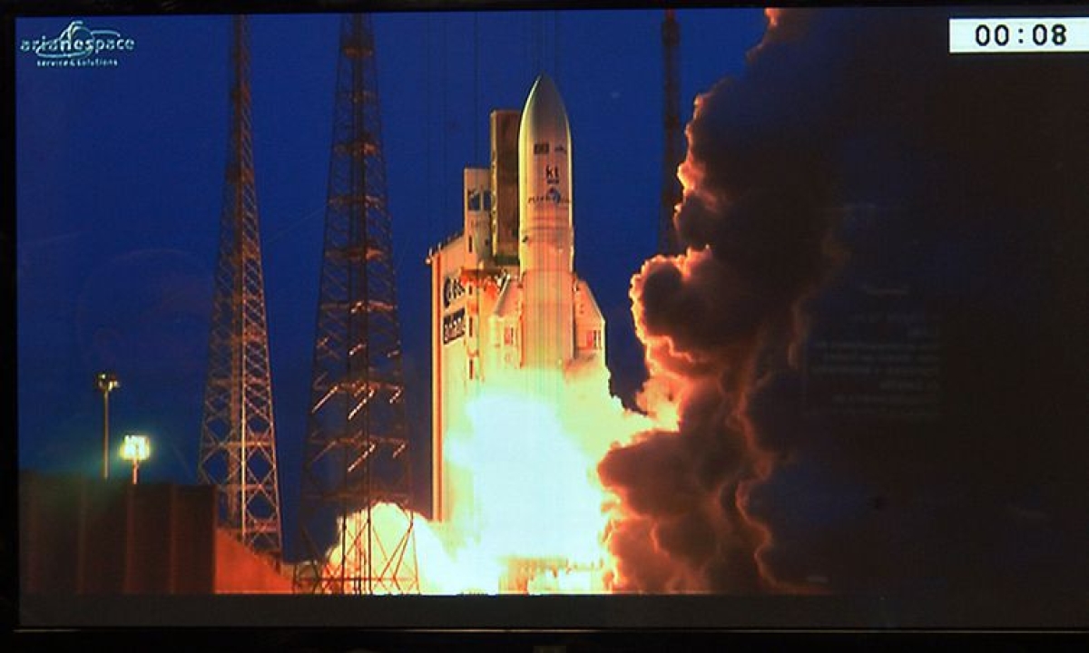 Primeiro satélite geoestacionário brasileiro para defesa e comunicações estratégicas foi lançado em 2017 (Foto: Marcello Casal Jr./ Agência Brasil)