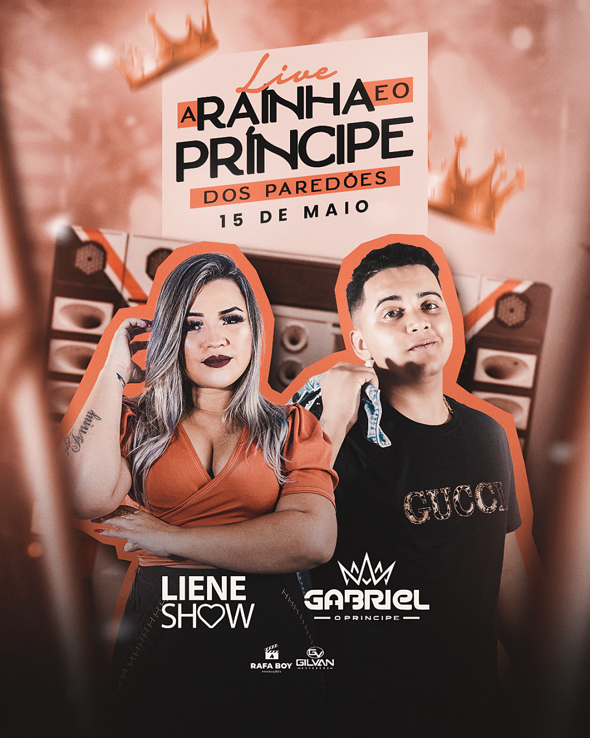 Gabriel "O Príncipe" e Liene Show farão live (Imagem: Divulgação)