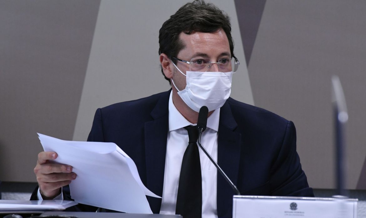 Em CPI, Fábio Wajngarten fala sobre campanha contra covid e vacina da Pfizer (Foto: Edilson Rodrigues/ Agência Senado)