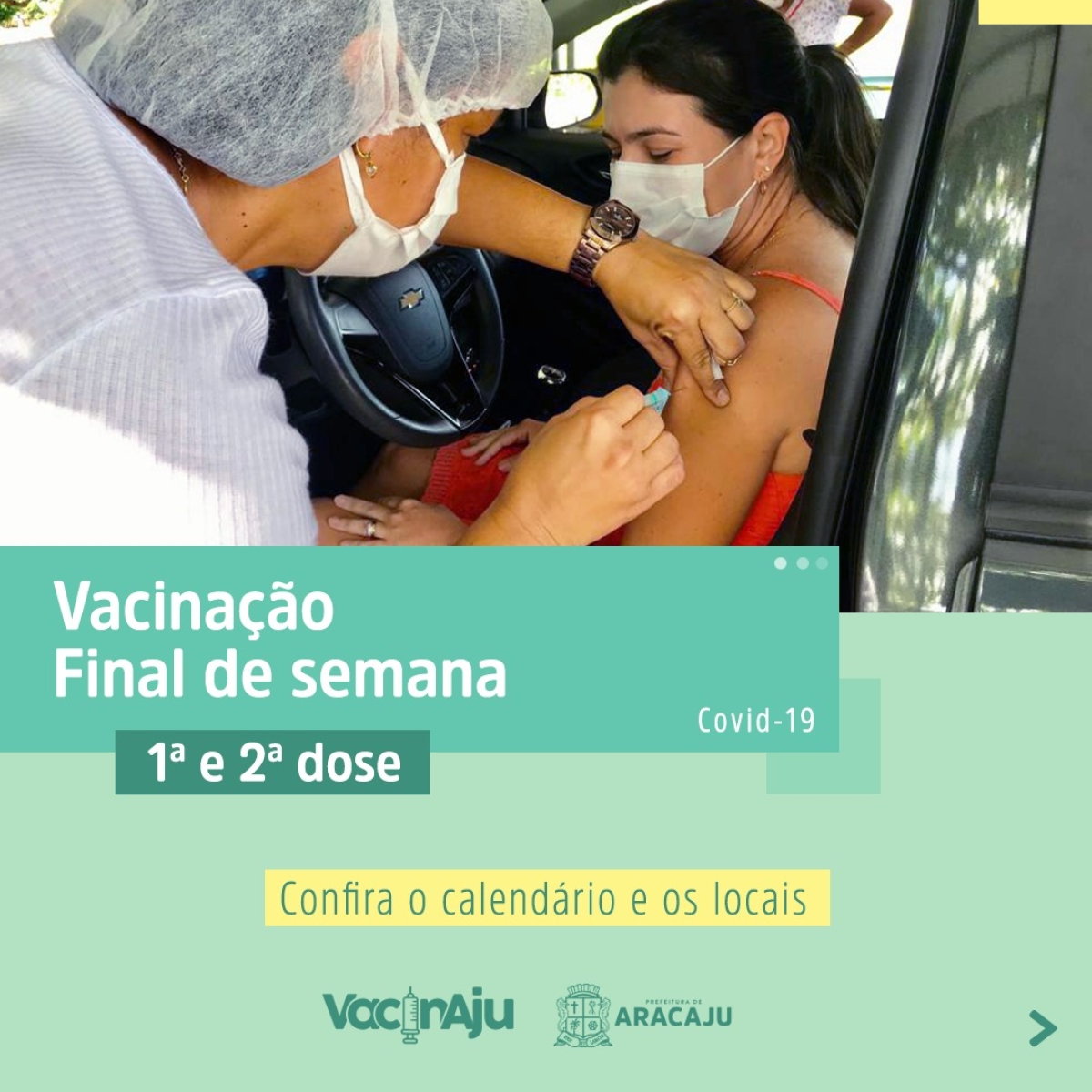Aracaju terá 25 pontos de vacinação contra covid no sábado e no domingo, dias 12 e 13 (Foto: SMS/Aracaju)