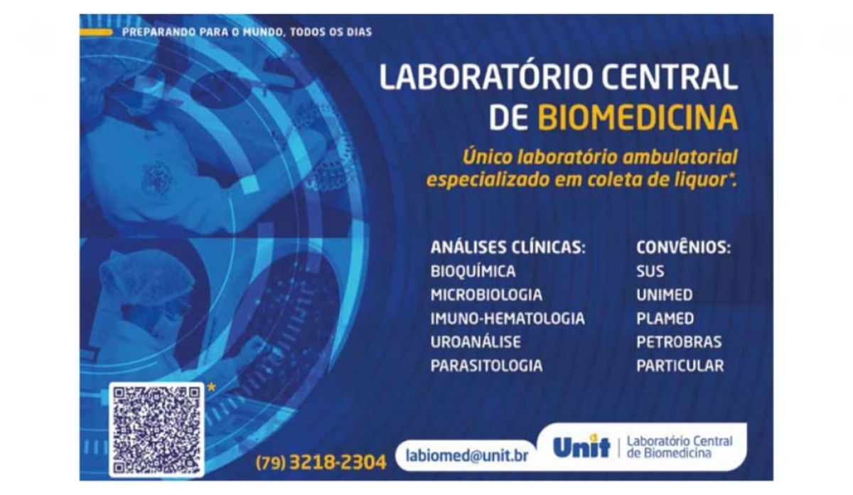Laboratório Central de Biomedicina da Unit disponibiliza atendimentos para o SUS (Imagem: Assessoria de Imprensa Unit)