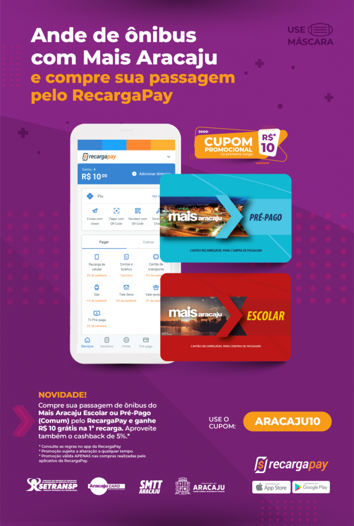 RecargaPay: Sistema de venda para transporte coletivo será lançado em Aracaju (Imagem: Divulgação/ Setransp Aracaju)