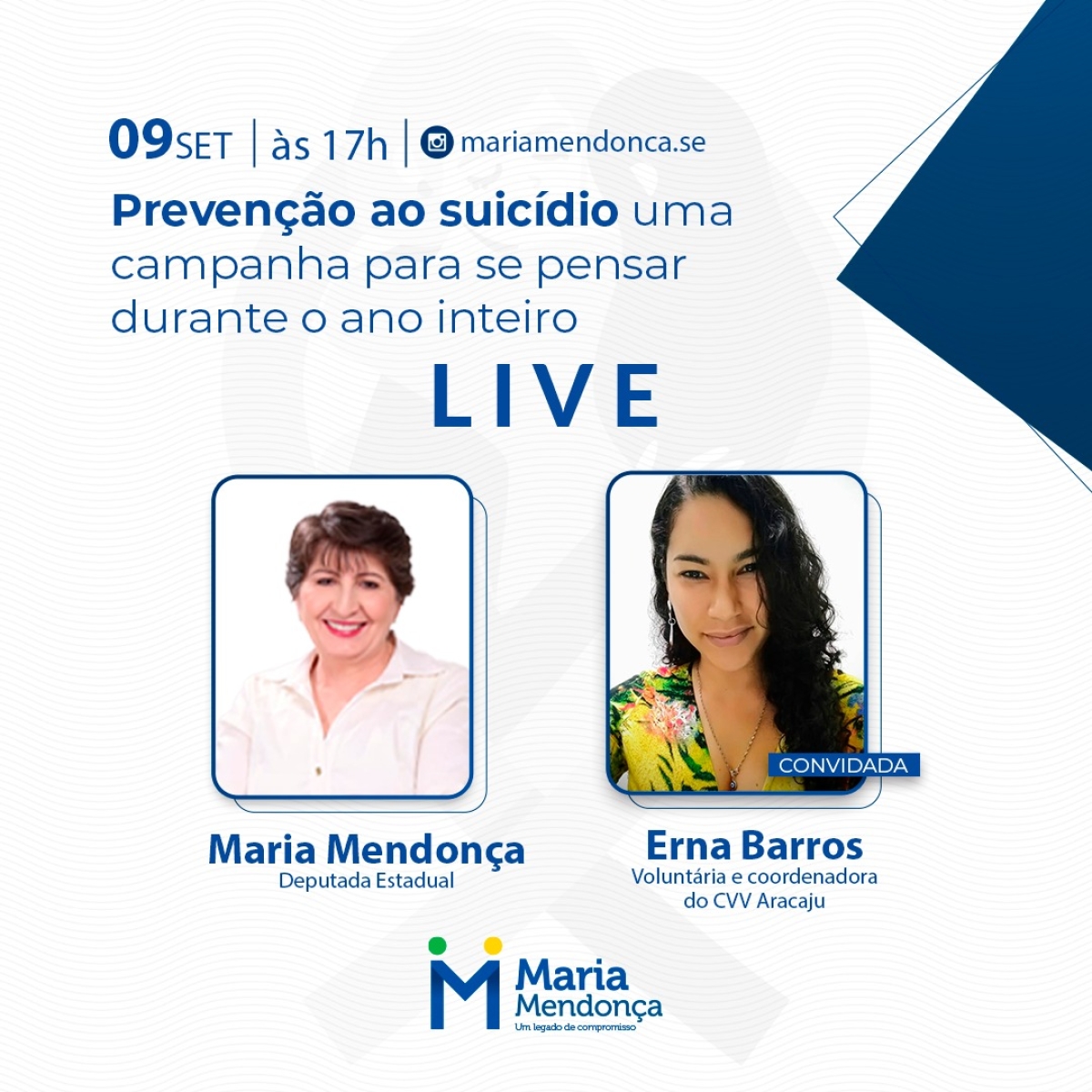 Setembro Amarelo: Sergipe ocupa terceira posição em taxa de suicídio (Imagem: Assessoria Maria Mendonça)