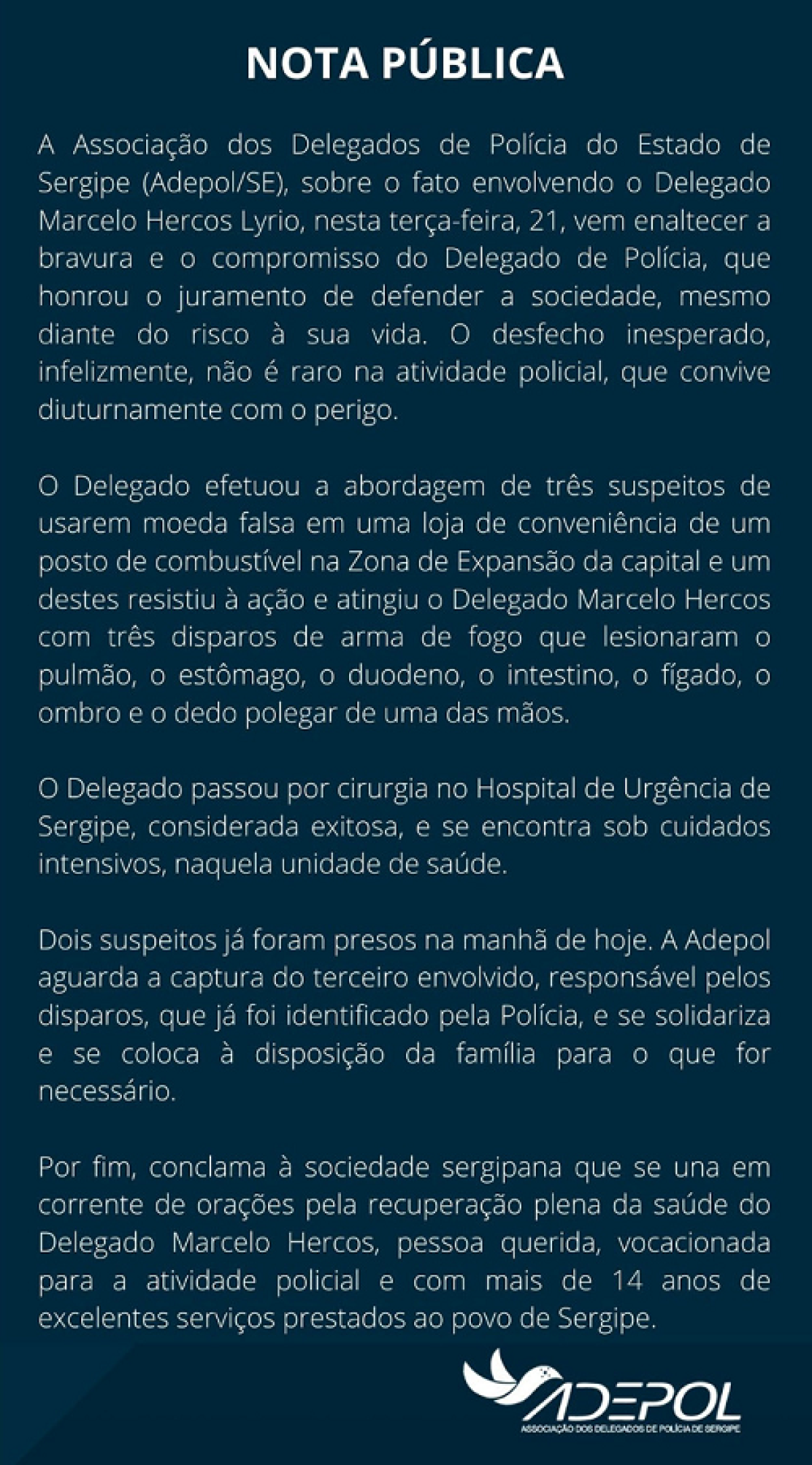 Imagem: Adepol/SE