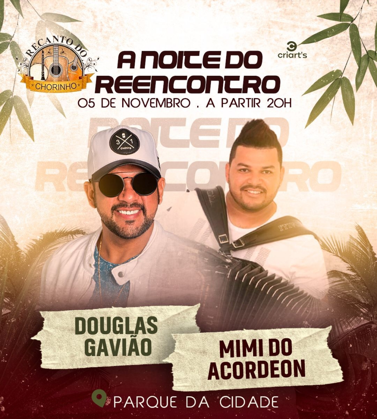 Noite do Reencontro de Mimi do Acordeon e Douglas Gavião no Recanto do Chorinho  (Imagem: Divulgação)