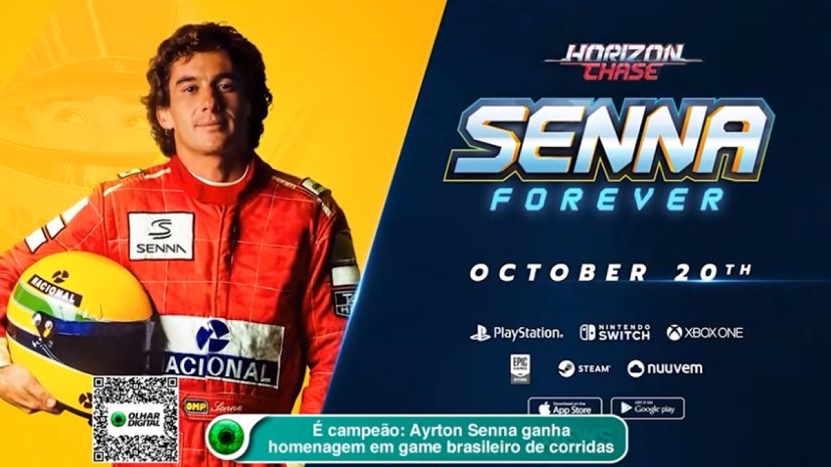 ? campeão: Ayrton Senna ganha homenagem em game brasileiro de corridas (Imagem: Reprodução de vídeo/ Olhar Digital)