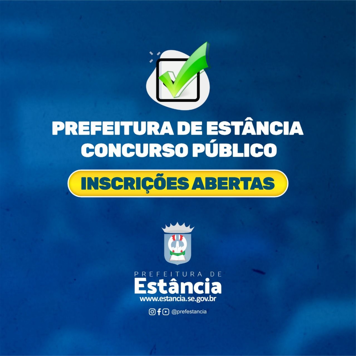 Estão abertas as inscrições para o concurso público da Prefeitura de Estância (Imagem: Divulgação/ Prefeitura de Estância)