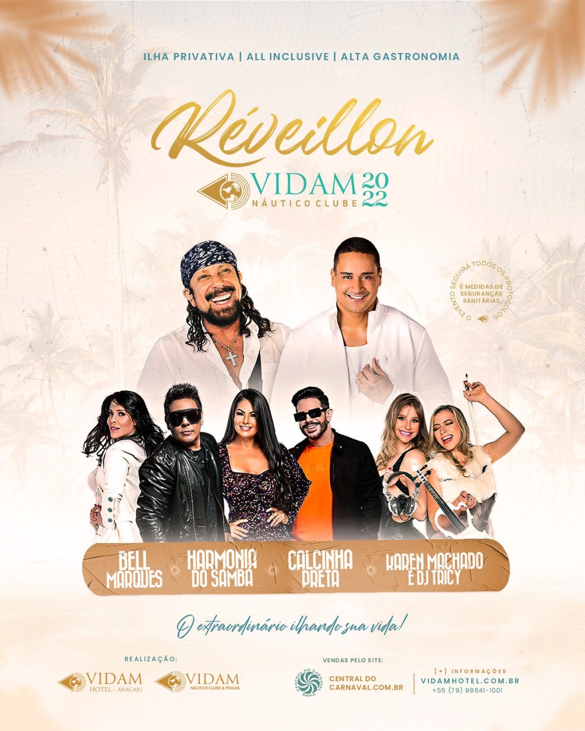 Réveillon do Vidam terá Bell, Harmonia e Calcinha Preta (Arte: Assessoria de Imprensa)