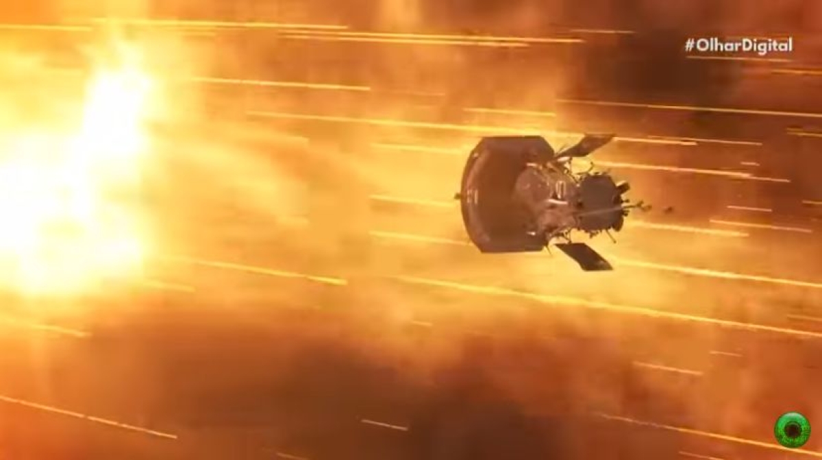 Sonda Parker, da NASA, faz história ao finalmente "tocar" o Sol (Imagem: Reprodução de vídeo/ Olhar Digital)
