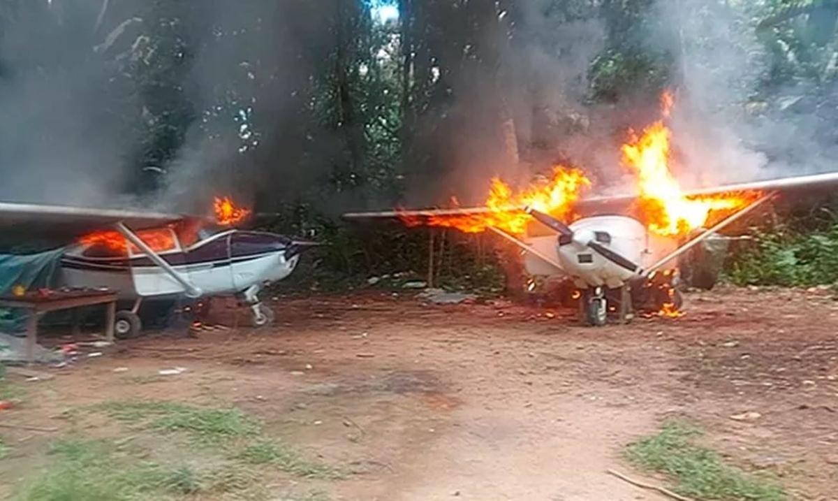 Operação Yanomami contra garimpo ilegal apreendeu 111 aeronaves (Foto: Policia Federal/ Operação Yanomami)