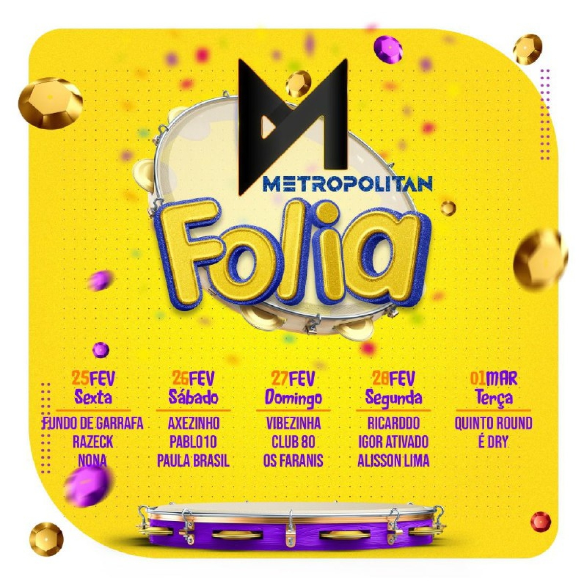 Confira a programação do Metropolitan Folia (Imagem: Divulgação)