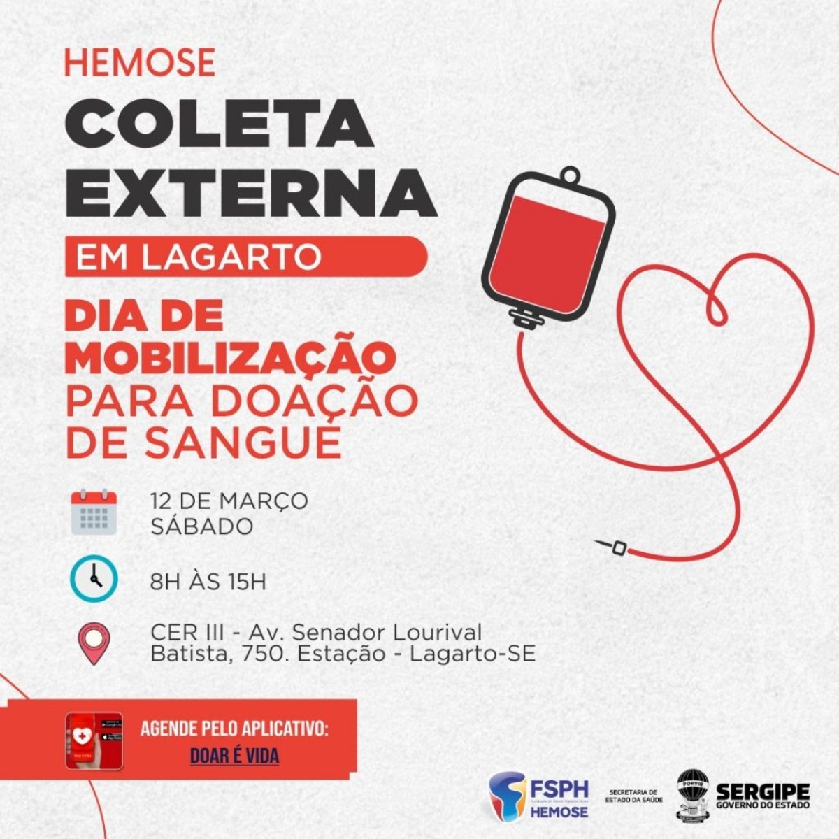 Hemose leva serviço de coleta para Lagarto neste sábado, 12/3 (Imagem: SES/SE)