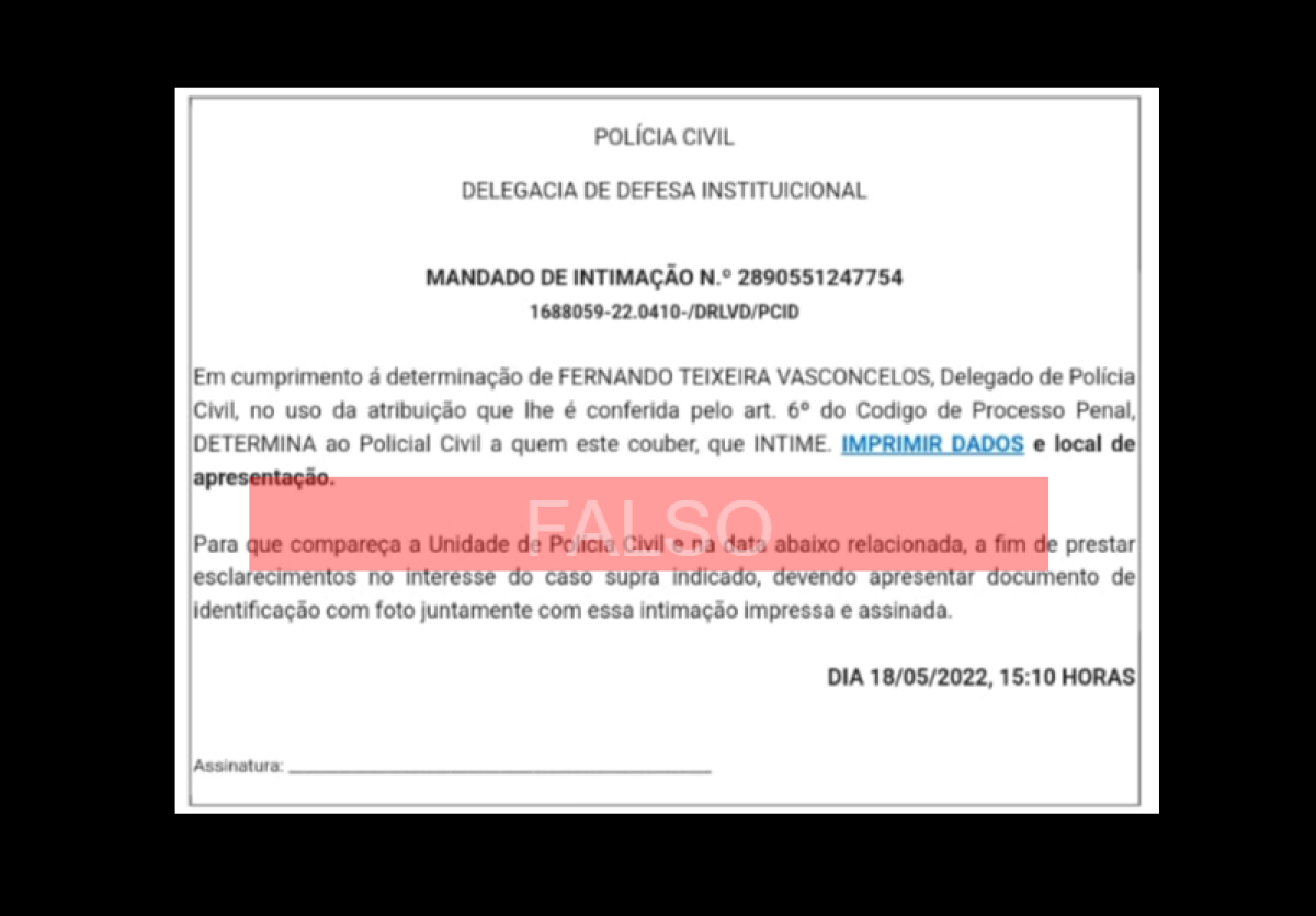 Polícia Civil alerta sobre falsas intimações enviadas por e-mail - Imagem: SSP/SE