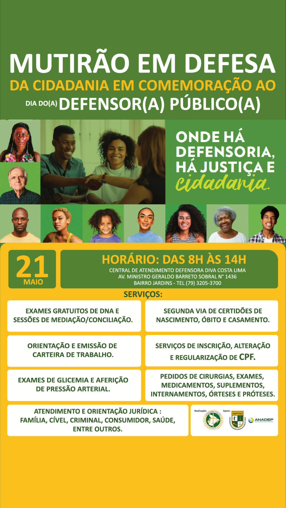 Defensoria Pública realiza Mutirão em Defesa da Cidadania em comemoração ao Dia do Defensor Público - Imagem: Divulgação