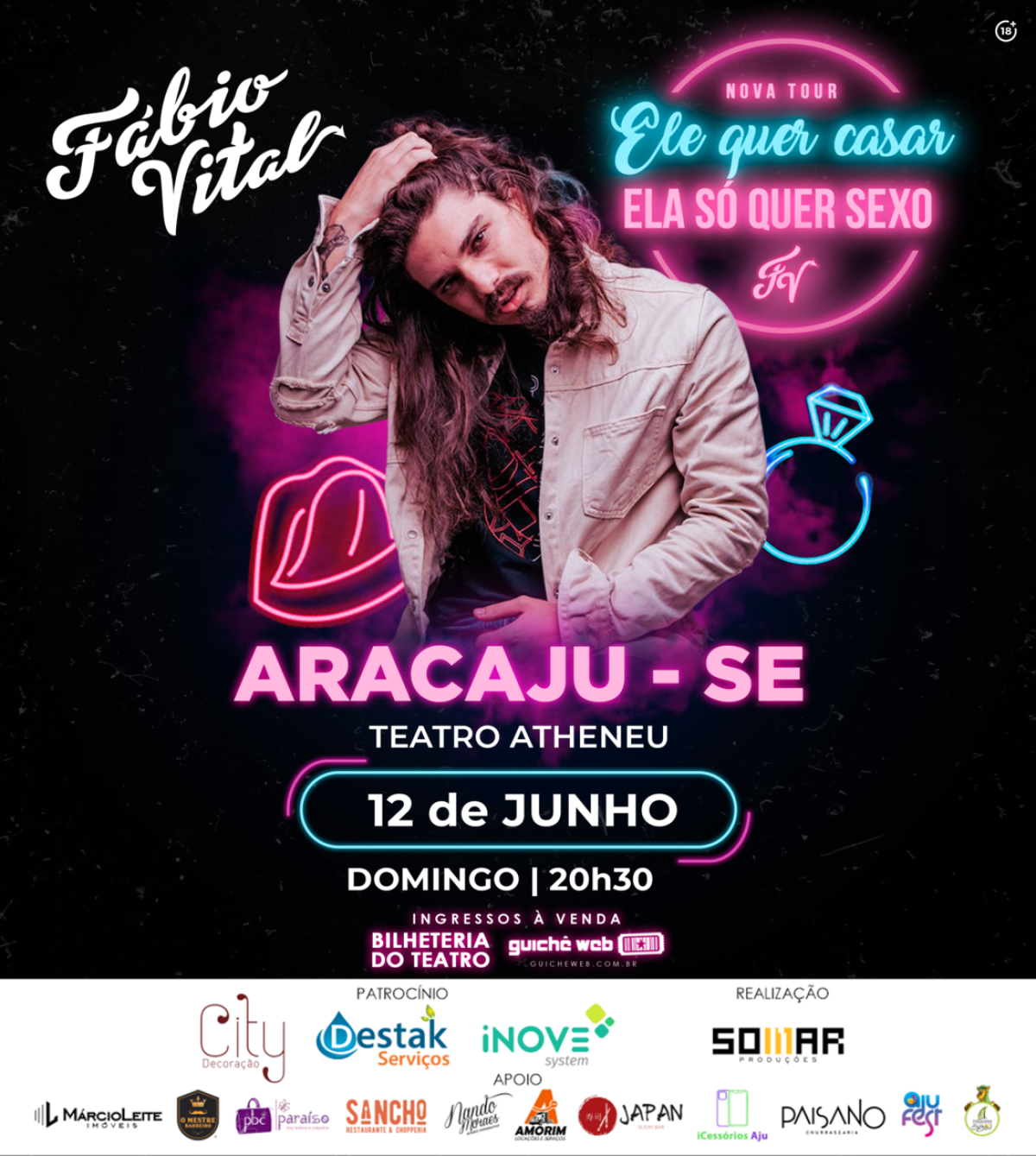 Show do sexólogo e comediante Fábio Vital em Aracaju - Imagem: Divulgação